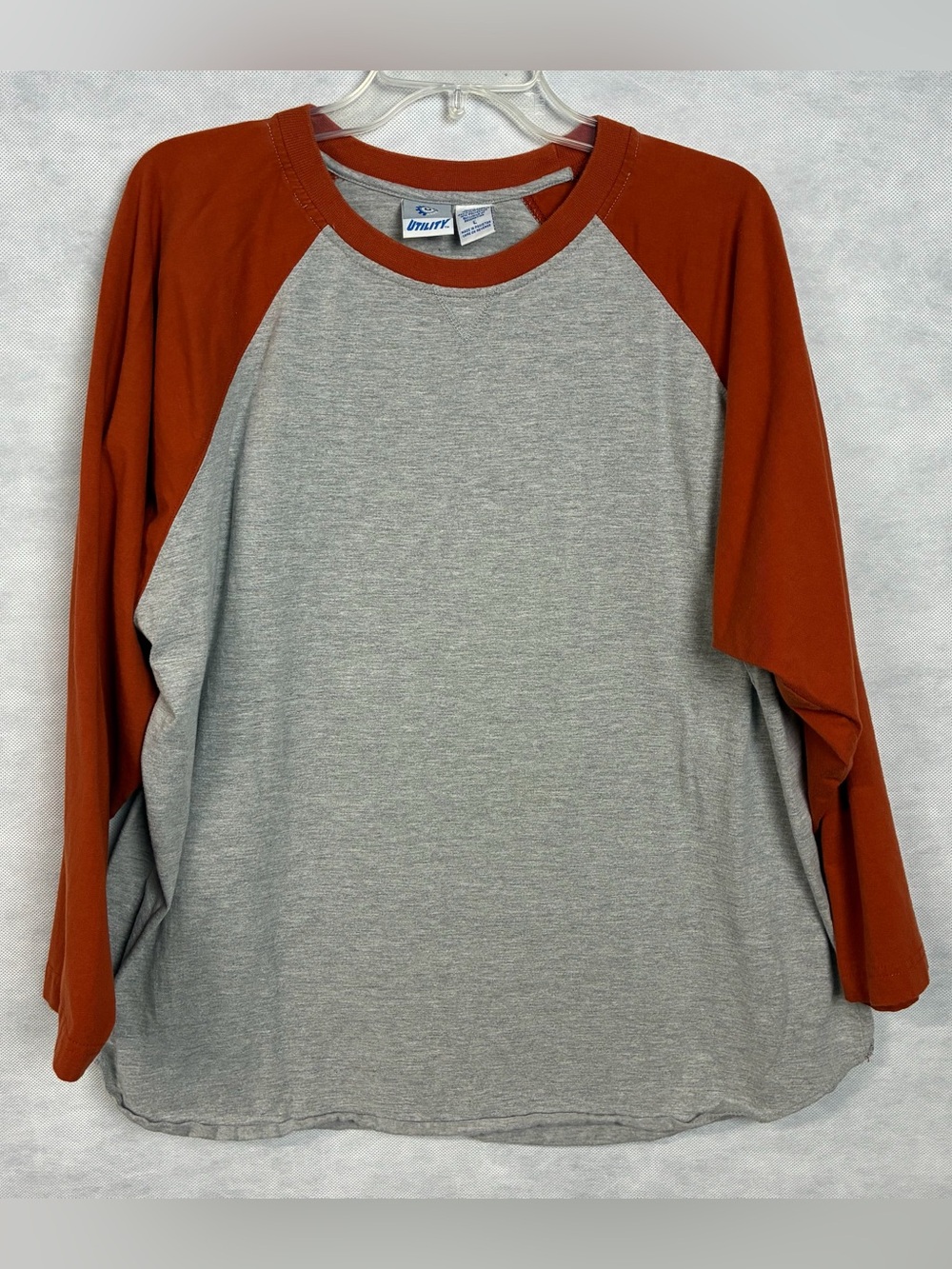 Y2K Utility Skate Long Sleeve Large Vintage Mens Streetwear Raglan Shirt Orange